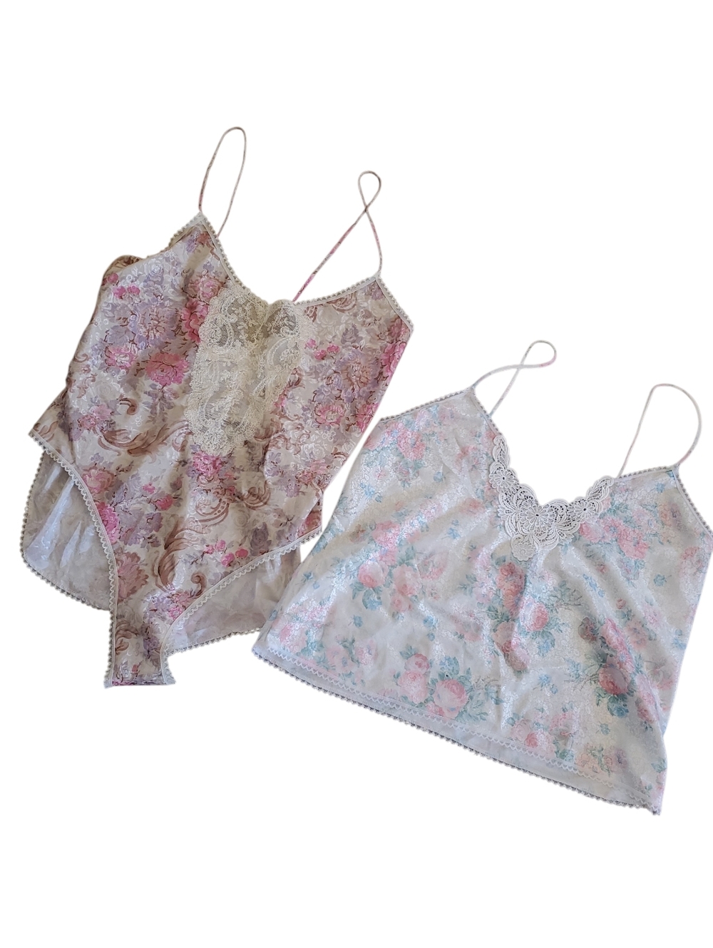 Vintage 2 Escapade Lace Bodysuit Teddy And Camisole Size Large Floral 90s USA